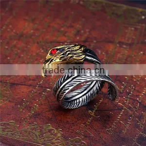Gold Head Gothic Smart Custom Surgical Stainless Steel Eagle Ring thumbnail-6