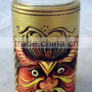 Wooden Painted Tea Light Holder thumbnail-1