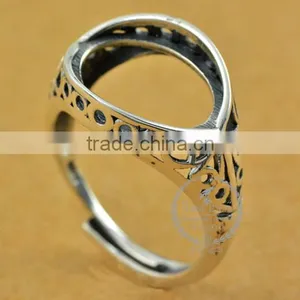 12*16.5mm 925 Sterling Silver Antiqued Silver Vintage Style Oval Carve Patterns Bezel Ring Base Blank DIY Findings 1223072 thumbnail-1