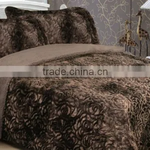 China Factory Rose Design Warm Faux Fur Fire Blanket Throw thumbnail-4