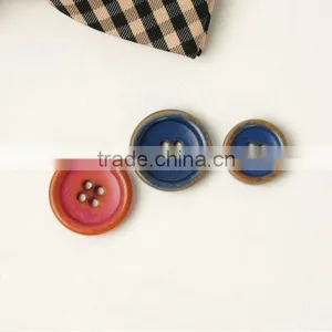 Environmental 4 Holes Burnt High-Class Red&Blue Corozo(Ivory) Nut Jacket Buttons for thumbnail-1