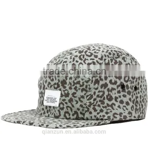 5 Panel Cap Flat Brim Woven Patch Snapback Custom 5 Panel Hat thumbnail-3