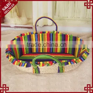 Eco-friendly Handcraft Baby Furniture Wholesale Straw Baby Basket thumbnail-1