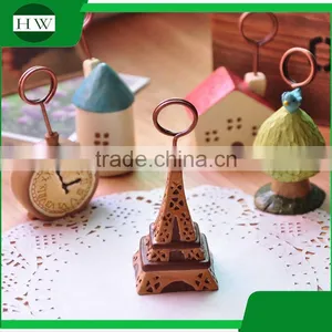 Cheap Mini Resin Cartoon Antique Tower Clock Photo Name Business Card Holder thumbnail-1
