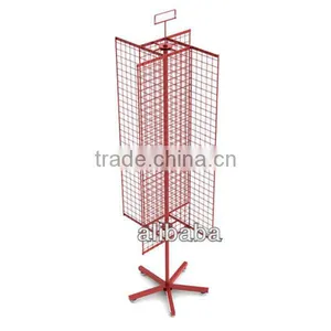 4 Sided Spinning Metal Grid Mesh Display Rack With Sign Holder thumbnail-5