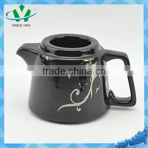 Elegant Black Flower Pattern Ceramic Tea Pot thumbnail-6