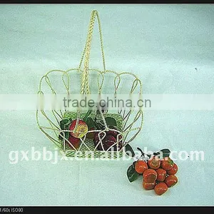 Rectangle Beaded Wire Decorative With Green Pearl Hanging Fruit Basket thumbnail-1
