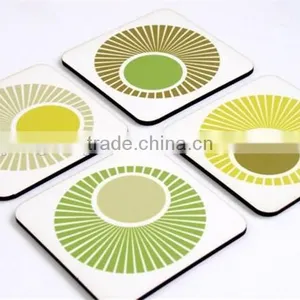 2017 Round Wooden Green Circles Coaster Set Made in China thumbnail-1