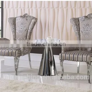 FS65 Modern Contemporary Neoclassic Silver Metal Leisure Chair Bar Pub Salon Club Barbershop Hotel Room Chair thumbnail-1