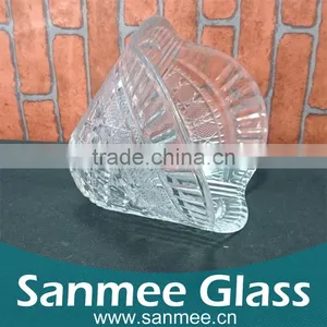 Diamond Boat Shape Glass Bowl Wholesale Glass Fruit Bowl thumbnail-2