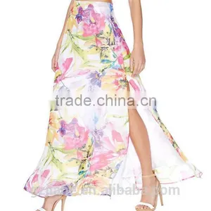 Hot Sale Fashion Women Split Floral Printing Women Long Skirt thumbnail-2