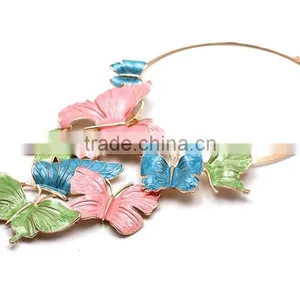 Fashion Multicolor Painting Butterfly Alloy Necklace thumbnail-5