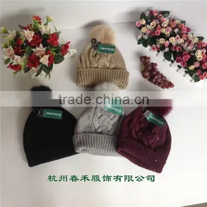 High Quality Double Layer Ladies and Girls Winter Fashion Warmer Knitted Beanie Hat thumbnail-4