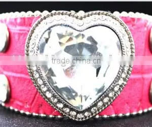 Women's Luxury Leather Bracelets 2016 Sparkling Heart Soft Leather Bracelets High End Leather Bracelets thumbnail-1