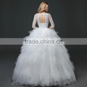 OEM Sweatheart A-line Emboridery Neckline Sexy Backless Bridal Gown Lace Wedding Dresses 2016 In Stock thumbnail-2