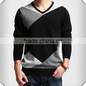 2014 New Fashion Design Mens Leisure Style Knit Sweater ,v-neck Splicing Knit Colors Slim-fitting Sweaters thumbnail-1