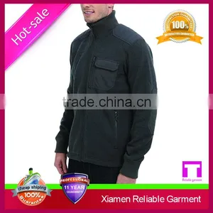 100% Polyester Ribbed Collar Soft Sweater Knit Fleece Jacket for Man thumbnail-5