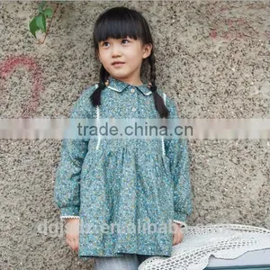 Korean Style Kids Dress Pastoral Style Frock for Kids Girls Lace Neck Long Sleeves thumbnail-1