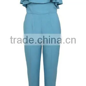 Blue Ruffles Top Style One Piece Women Jumpsuit thumbnail-1
