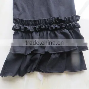 DYJ-084 Plus Size Adult Women's Ruffled Capris Ladies Plain Black Cotton Palazzo Buttoms Mommy and me Casual Pants thumbnail-5