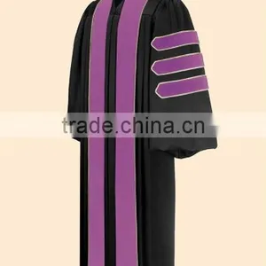 Academic Doctoral Gown With Purple Front Pannel thumbnail-1