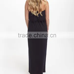 2016 New Maternity Dresses With Black Crochet-Trim Maternity Strapless Maxi Dress Women Clothing WD80817-22 thumbnail-1