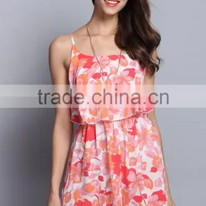 New Fashion Ladies Dresses Sleeveless Summer Korean Floral Dress for Sale thumbnail-1