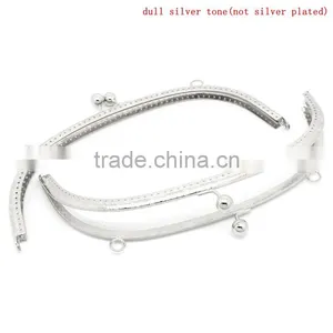 Metal Frame Kiss Clasp Arch For Purse Bag Silver Tone Ball 24.5x11.5cm(Open:24.5x22.5cm),2pc,Fashion thumbnail-1