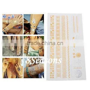 High Sales Flower& Star Pattern Gilding Water Transfer Printing Waterproof Paper Temporary Tattoos Sticker thumbnail-1