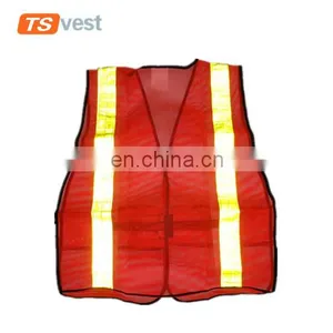 120gsm Mesh Fabric Men Bright Orange Safety Vest thumbnail-2