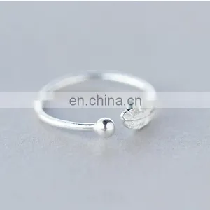 925 Sterling Silver Adjustable Leaf Stacking Ring Minimalist Ring Gift For Her thumbnail-4