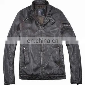 2015 Last Fashion Mens Handsome Motrocycle Slim Fit Leather Jacket thumbnail-1