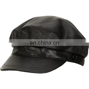 LEATHER GOLF CAP BLACK DRIVING HATS thumbnail-1