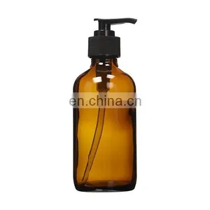 Professional Glass 8 oz Boston Round Bottle With BPA Free Dispensing Pump thumbnail-3