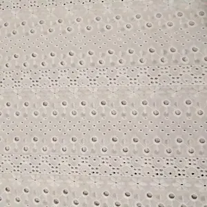 Plain White Polished Cotton Lace Fabric Embroidered thumbnail-1