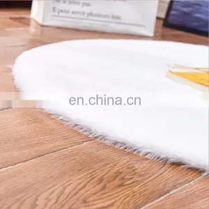 Super Soft White Faux Rabbit Fur Area Rug Carpet thumbnail-3