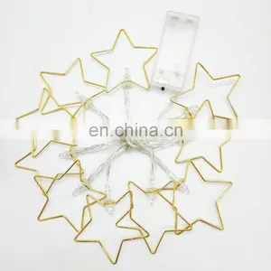 Holiday Decoration Christmas Led Light Metal Star Shaped String Lights Golden Fairy Lights For Home Party Decoration thumbnail-2