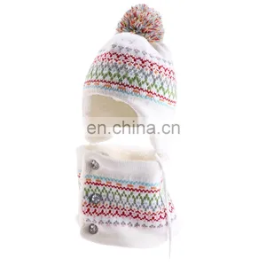 Winter Hat Scarf Gloves Set Girl Boy Earflap Beanie Fleece Warm Kids Autumn Skiing Accessory Outdoor Thermal For Toddler Baby thumbnail-2