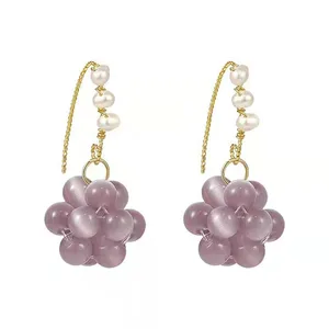 Purple Opal Grape Earrings thumbnail-2