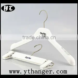Soft Finish White Plastic Clothing Hanger Sets for Top and Bottom Clothes thumbnail-1