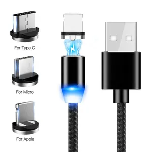 Free Sample 3 in 1 Round Magnetic Phone Cable for Micro/IOS/Type C Cell Phone Fast Charging Magnetic Usb Cable With Cheap Price thumbnail-1