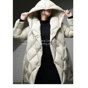 2023 High Quality Wholesale Quilted Hooded Down Padded Jacket With Belt Winter Coats for Women thumbnail-5