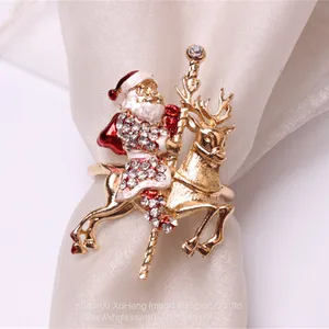Delicate Letter Merry Christmas Table Decors for Holiday Wedding Banquet Birthday Diamonds Napkin Ring thumbnail-4