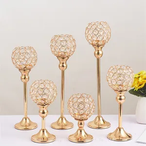 High Quality Crystal Candle Holders Vase Gold Tealight Table Centerpieces Decoration for Wedding Party thumbnail-1