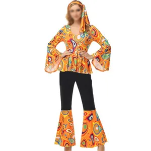 Hippie Costume Disco Nightclub Women Sexy Retro Cosplay Hippie Costume thumbnail-1