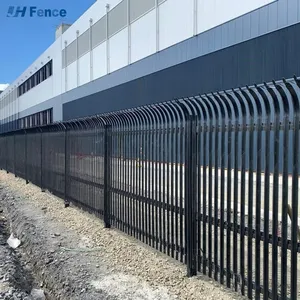 Garden Fence Outdoor Black Powder Coated Curved Top Steel Fence thumbnail-6
