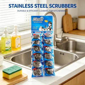 Food Contact Grade Steel Wire Ball 12pack Odorless Healthy Tableware Cleaning Supplies thumbnail-2