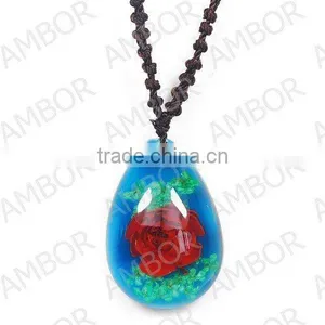 Fashion Jewelry,Souvenir Gift,Real Flower Acrylic Amber Necklace thumbnail-1