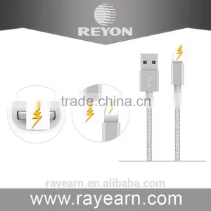 REYON Cheap Nylon Fabric Braided Slim Usb Cable for Iphone ,usb Data Cable, Usb Cabel for Charger thumbnail-1