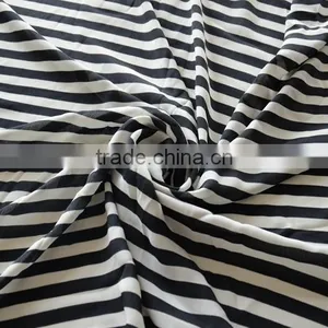 Black and White Stripe Printing Imitated Silk Fabric for Lady thumbnail-4
